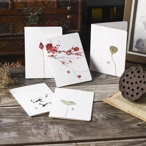 Elegantes mini tarjetas de felicitación estilo chino con motivos pintados a mano