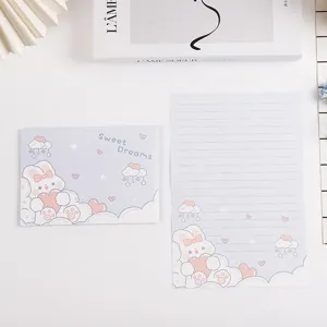 Set de papeterie lapin mignon avec enveloppe violette et papier à lettres assorti