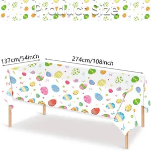 Detailed size chart view for 137x274cm disposable Easter egg PE party tablecloth