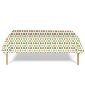 Nappe rectangulaire jetable en PE avec motifs d'œufs de Pâques colorés et vibrants