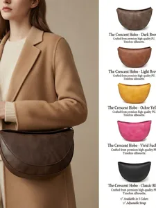 Bolso Hobo de Media Luna en Cuero PU con Relieve Vintage para Mujer Correa Ajustable Bolso Bandolera de Pecho Estilo Moto