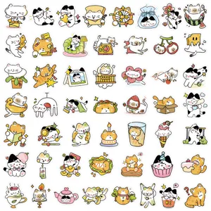Vue d'ensemble de divers autocollants de chat mignons et étanches pour déco de portable
