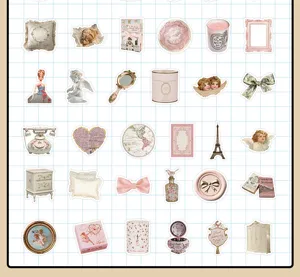 Collezione dettagliata di adesivi decorativi in stile vintage per scrapbooking