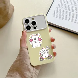 Süßer Cartoon weißer Hund Handyhülle Aufkleber Set, Haustier welpe dekorativer Aufkleber.