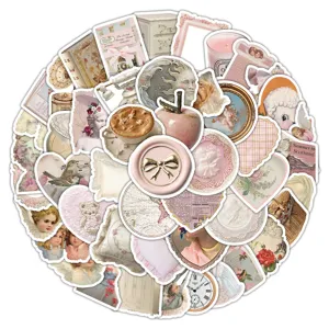 Set di 60 adesivi decorativi vintage in stile corte per scrapbooking e diari