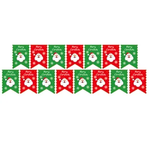 Decoratieve kerst slinger met vlaggetjes met de Kerstman en Merry Christmas tekst