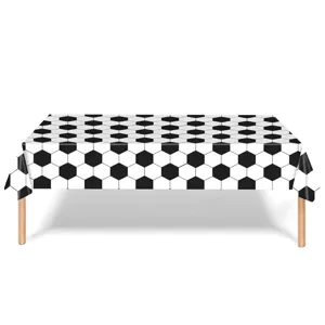 Nappe de fête sur le thème du football jetable avec motif hexagonal noir et blanc