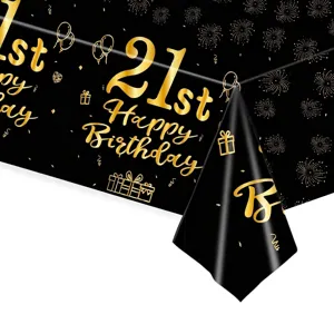 Detailansicht der Tischdecke zum 21. Geburtstag mit edlem goldfarbenem Feuerwerk