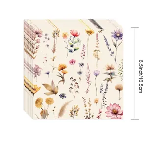 Serviettes en papier jetables thème fleurs sauvages pour fêtes d'anniversaire, 16,5 cm
