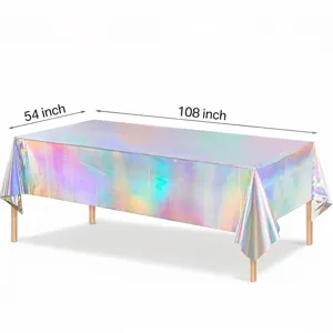 Nappe jetable holographique laser réfléchissante 54x108 pouces pour décor de fête