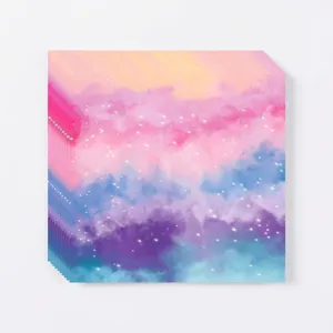 Gros plan de serviettes tie-dye ciel étoilé avec un motif de galaxie rose et bleu vif