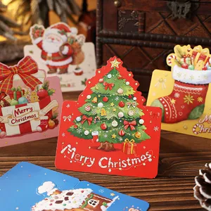 Festliche Weihnachtskarten mit Motiven von Weihnachtsmann und Weihnachtsbaum