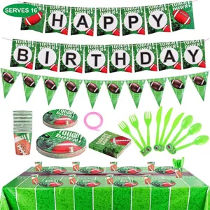 Set de décoration de fête d'anniversaire football américain pour seize personnes