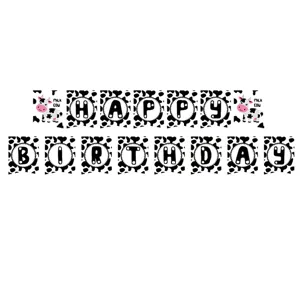 Bannière Joyeux Anniversaire motif vache pour fête