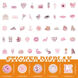 Cute pink sticker pack aesthetic waterproof vinyl stickers for water bottles laptop 100pcs