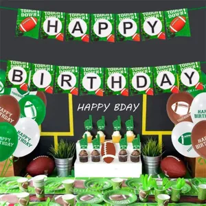 Kit de décoration de fête d'anniversaire sur le thème du football américain avec bannière