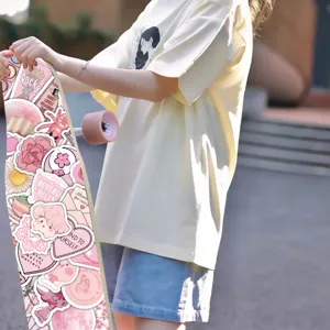 Pink aesthetic waterproof graffiti stickers pack for skateboard, cute decorative decals.