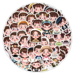60pcs Cute Cartoon Character Portrait Stickers DIY Waterproof Vinyl Sticker for Water Bottle
