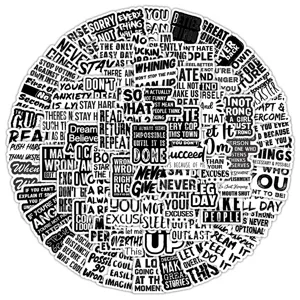 100pcs black and white motivational text stickers pack waterproof vinyl laptop DIY decor