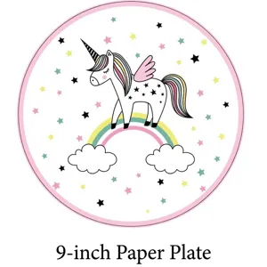 9 inch regenboog eenhoorn papieren bord voor decoratie van verjaardagsfeestjes voor kinderen