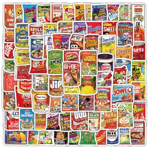 100-piece collection of creative American snack parody stickers for DIY crafts and decor