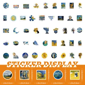 100pcs Van Gogh art oil painting stickers aesthetic retro waterproof notebook laptop decor