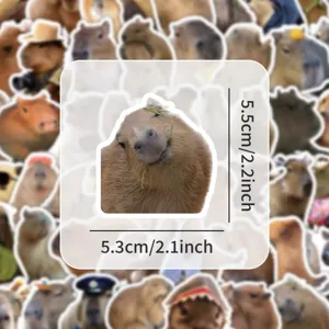 Cute realistic capybara stickers set, waterproof vinyl decal for journal laptop DIY decoration.