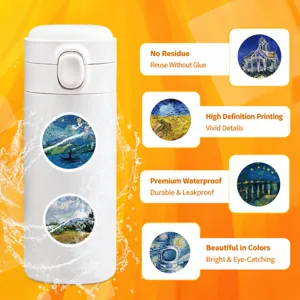 Van Gogh oil painting stickers waterproof vinyl sticker for water bottle laptop decor 100pcs
