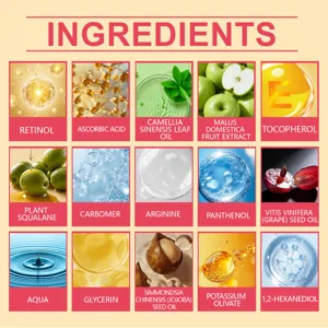 Ingredient list for EELHOE nail care set featuring retinol and botanical oils.
