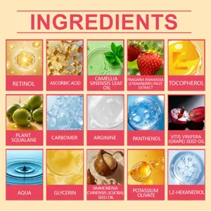 Detailed ingredient list for nourishing nail care solution featuring Retinol and botanical oils