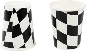 Gobelets en papier jetables à damier noir et blanc pour les fêtes à thème de course
