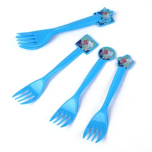 Fourchettes décoratives en plastique bleu thème sirène pour anniversaires d'enfants