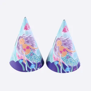 Lot de deux chapeaux de fête sirène en forme de cône avec un joli design sous-marin
