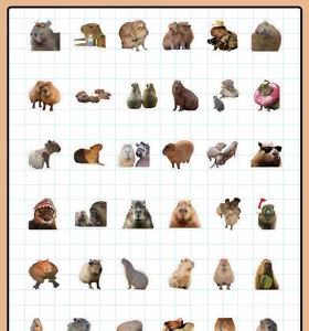 Cute capybara stickers set, 60 pieces waterproof decorative decals for laptop journal DIY.