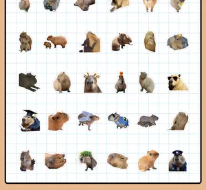 Cute Capybara stickers set, realistic animal vinyl decals for journal DIY notebook decor.