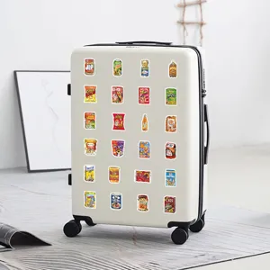 A variety of colorful American snack packaging stickers used for DIY suitcase decoration