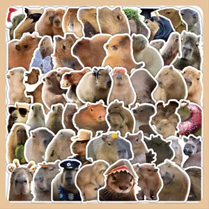 Cute Capybara Stickers Waterproof Vinyl Decals Aesthetic Animal Cartoon Sticker Pack For Laptop Water Bottle Scrapbook