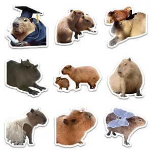 Cute realistic capybara stickers set, funny waterproof vinyl decals for laptop and DIY diary.