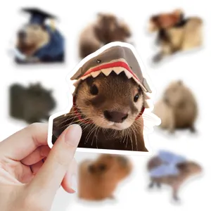 Cute realistic capybara stickers set for journaling, DIY crafts and notebook decoration.
