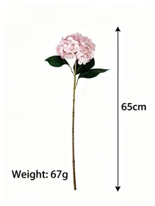 Dettaglio dell'ortensia artificiale rosa stampata in 3D da 65 cm, peso di 67 g