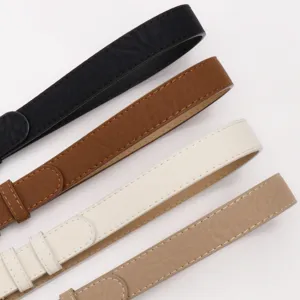 Set of four French vintage style women's faux leather belts in classic versatile colors