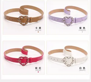 Luxury women's belts with heart-shaped chain buckles in four trendy colors