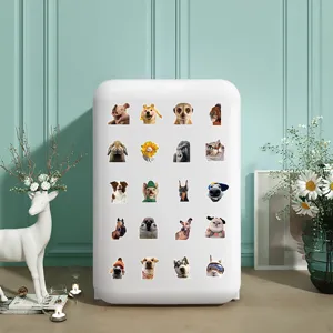 Vue détaillée de stickers d'animaux rigolos en PET sur une surface blanche pour déco DIY créative