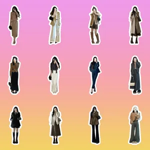 Trendy professional office lady outfit stickers for creative DIY scrapbooking and journal decoration