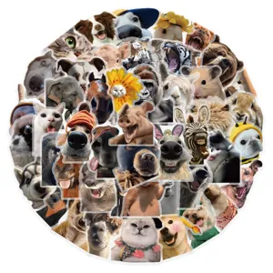 50 pièces d'autocollants d'animaux drôles et laids pour valises et cahiers de bricolage