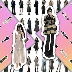 Detailed view of 90-piece office girl fashion outfit stickers for DIY stationery decoration