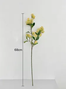 Detailed view of 68cm tall yellow artificial lilac stem for home decoration