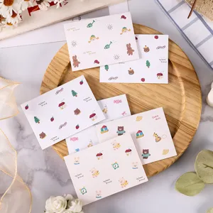 Close-up of cute cartoon animal gift tags with heartwarming my best friend text