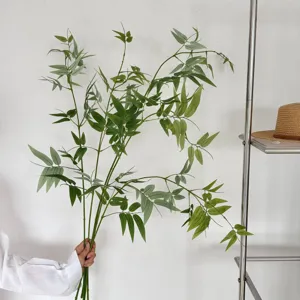 Lifelike artificial bamboo leaf branch for Zen-style indoor home and office decor
