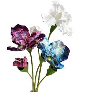 Artistic oil painting style artificial iris flowers for home table decoration and photography